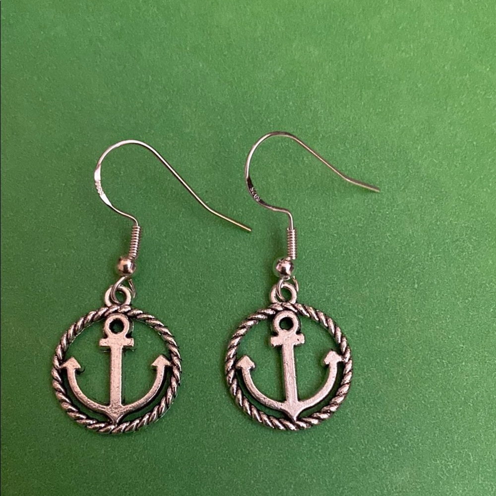 Silver Anchor Earrings